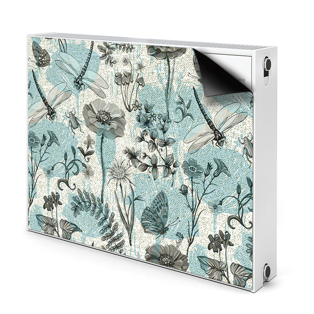 Déco cache radiateur Fleurs et libellules