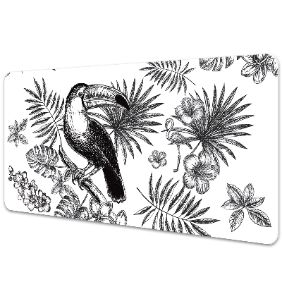 Tapis de bureau Motif exotique en noir et blanc