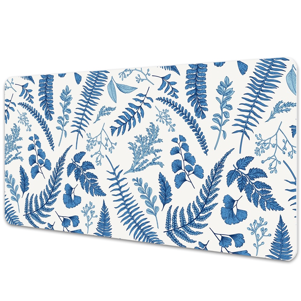 Sous-main bureau Feuilles de fougère bleues