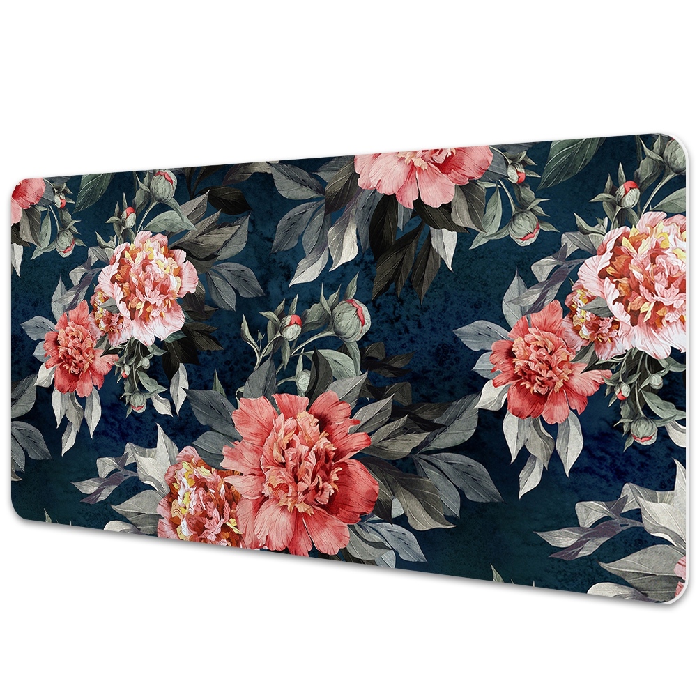 Sous main de bureau Pivoines sur fond noir