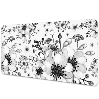 Sous-main bureau Motif floral noir et blanc