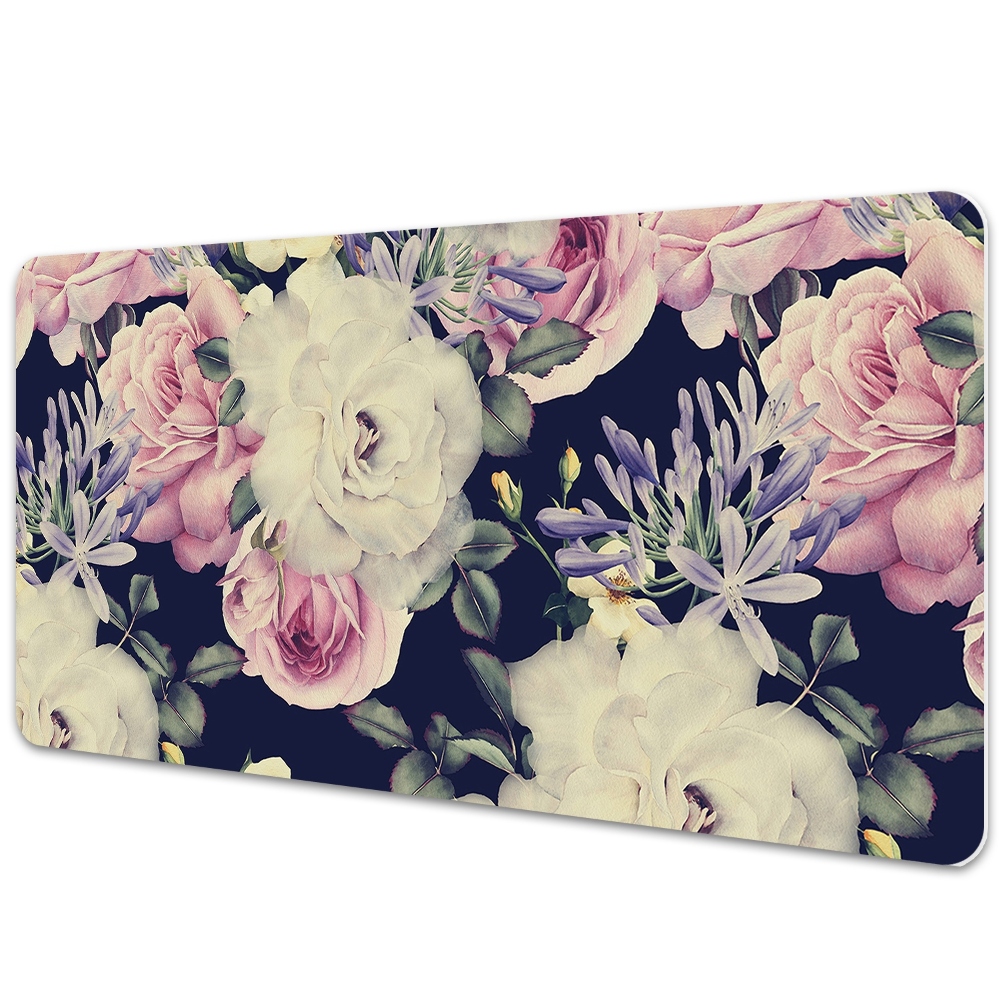Tapis de bureau Roses blanches rétro
