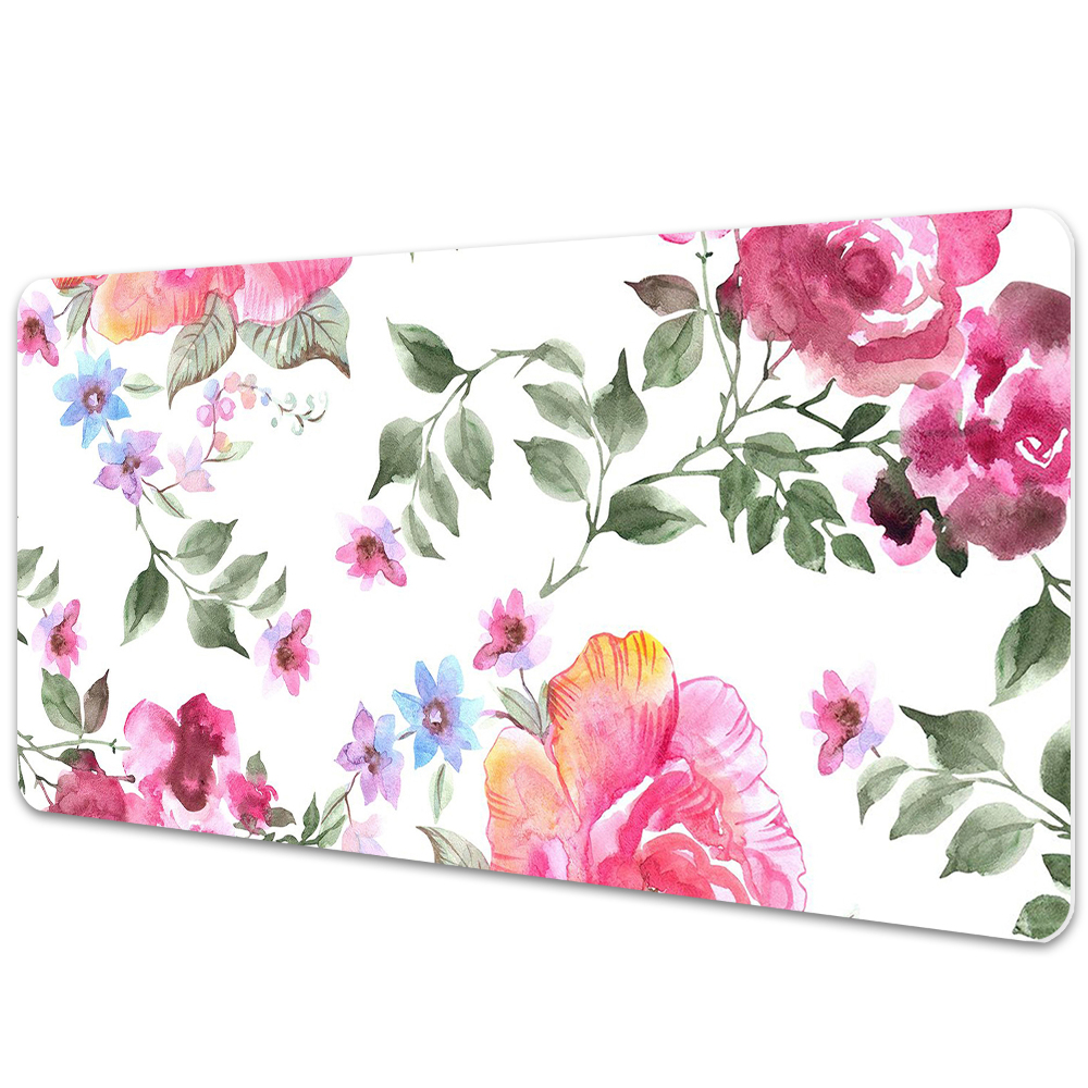 Sous-main bureau Roses peintes à l'aquarelle