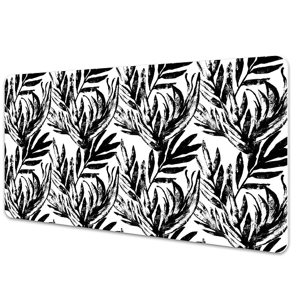 Tapis de bureau Feuille de monstera noire
