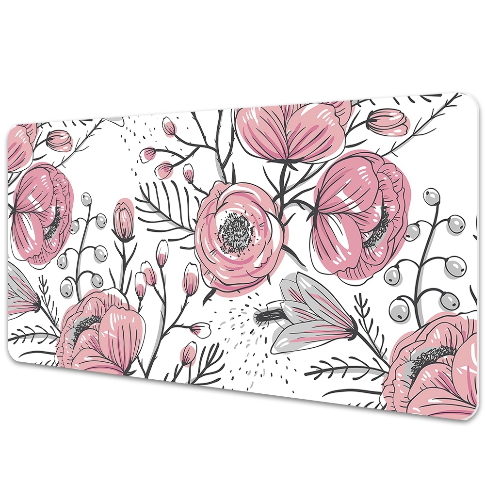 Sous main de bureau Roses colorées dessinées
