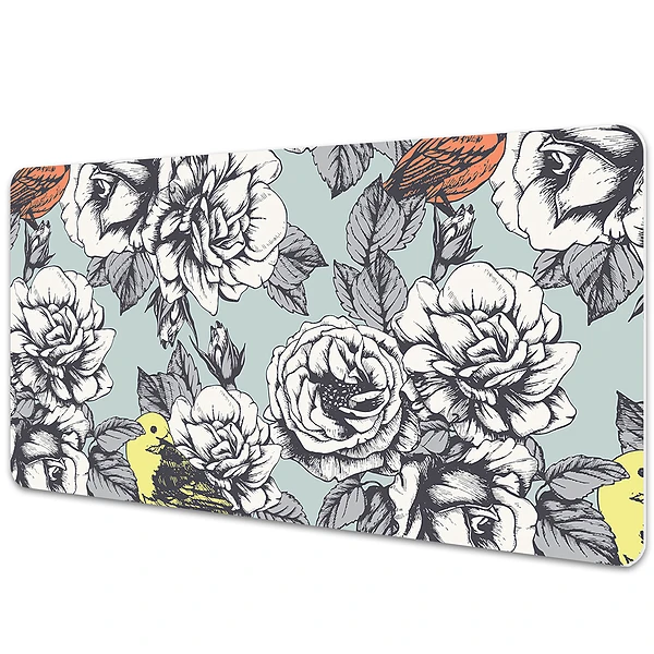 Tapis de bureau Roses et oiseaux