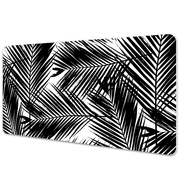 Tapis de bureau Feuilles de palmier noir tropical