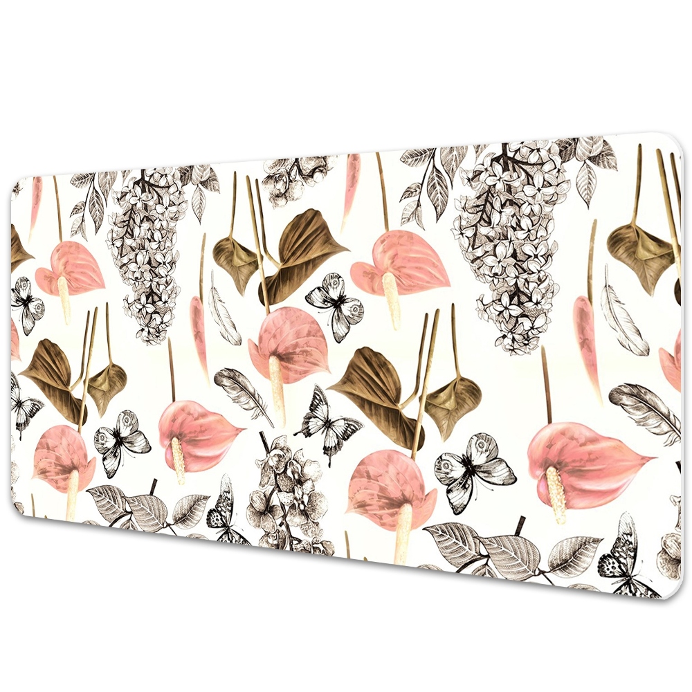 Sous-main bureau Papillons sur fleurs