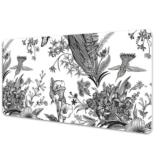 Sous-main bureau Jardin en noir et blanc