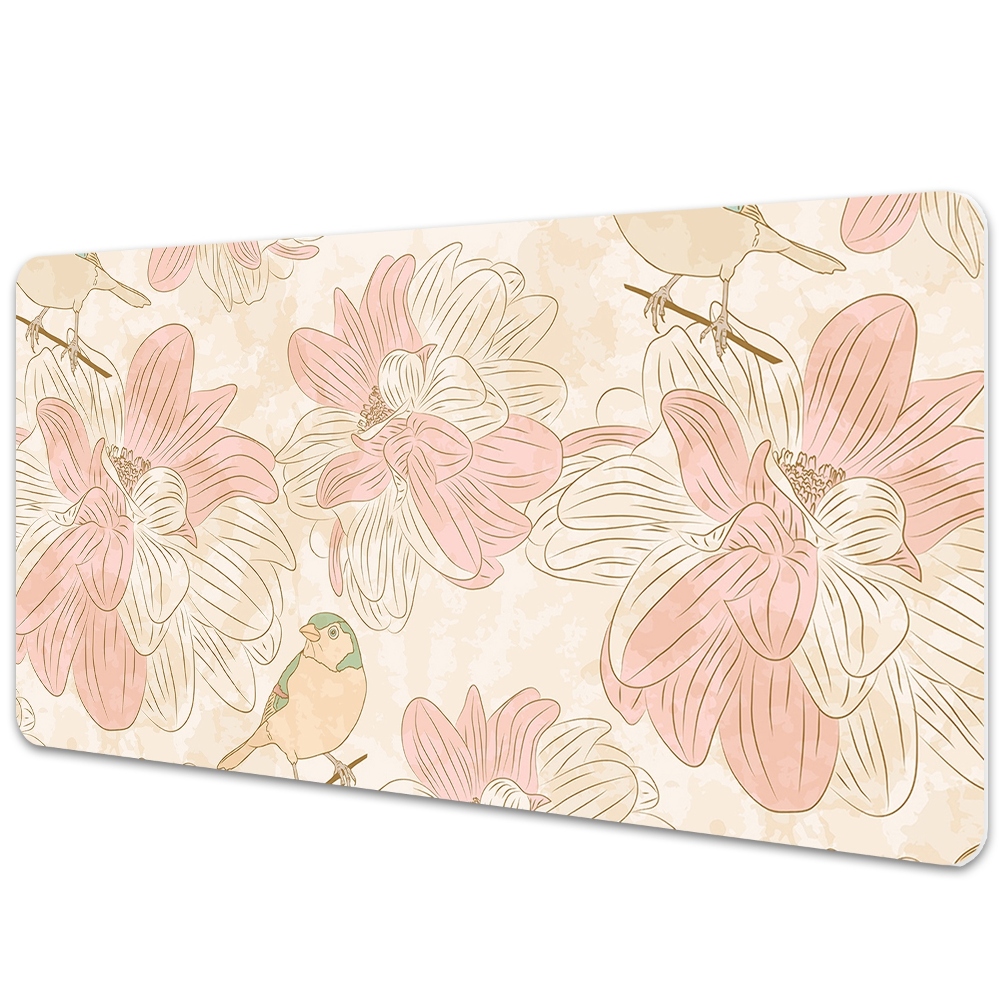 Sous main de bureau Fleurs et oiseaux