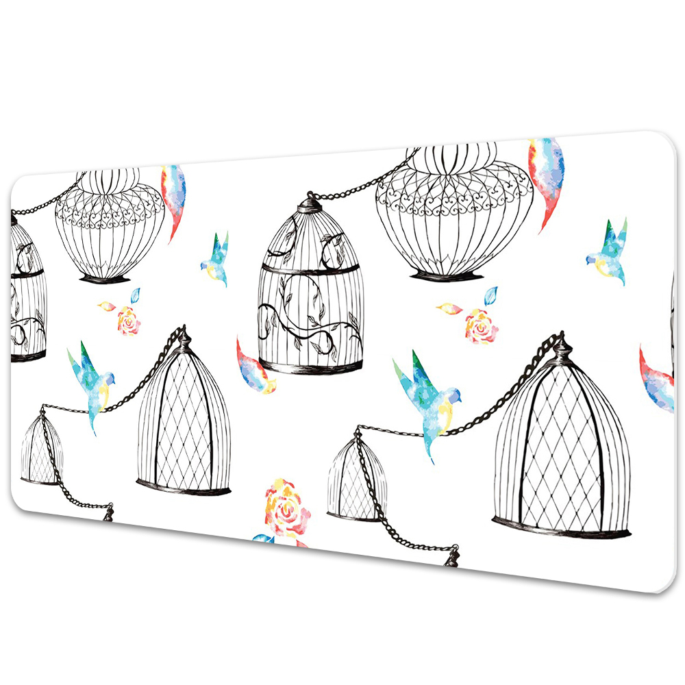 Sous-main bureau Oiseaux en cage