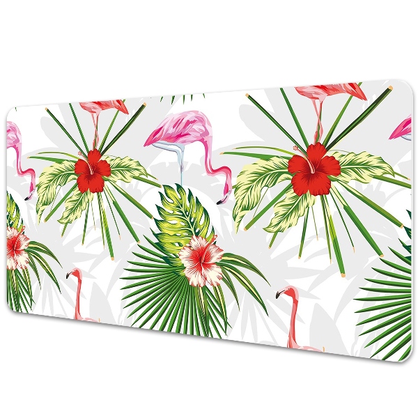 Tapis de bureau Flamants tropicaux et fleurs