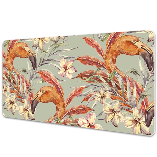 Tapis de bureau Peinture tropicale avec flamants roses