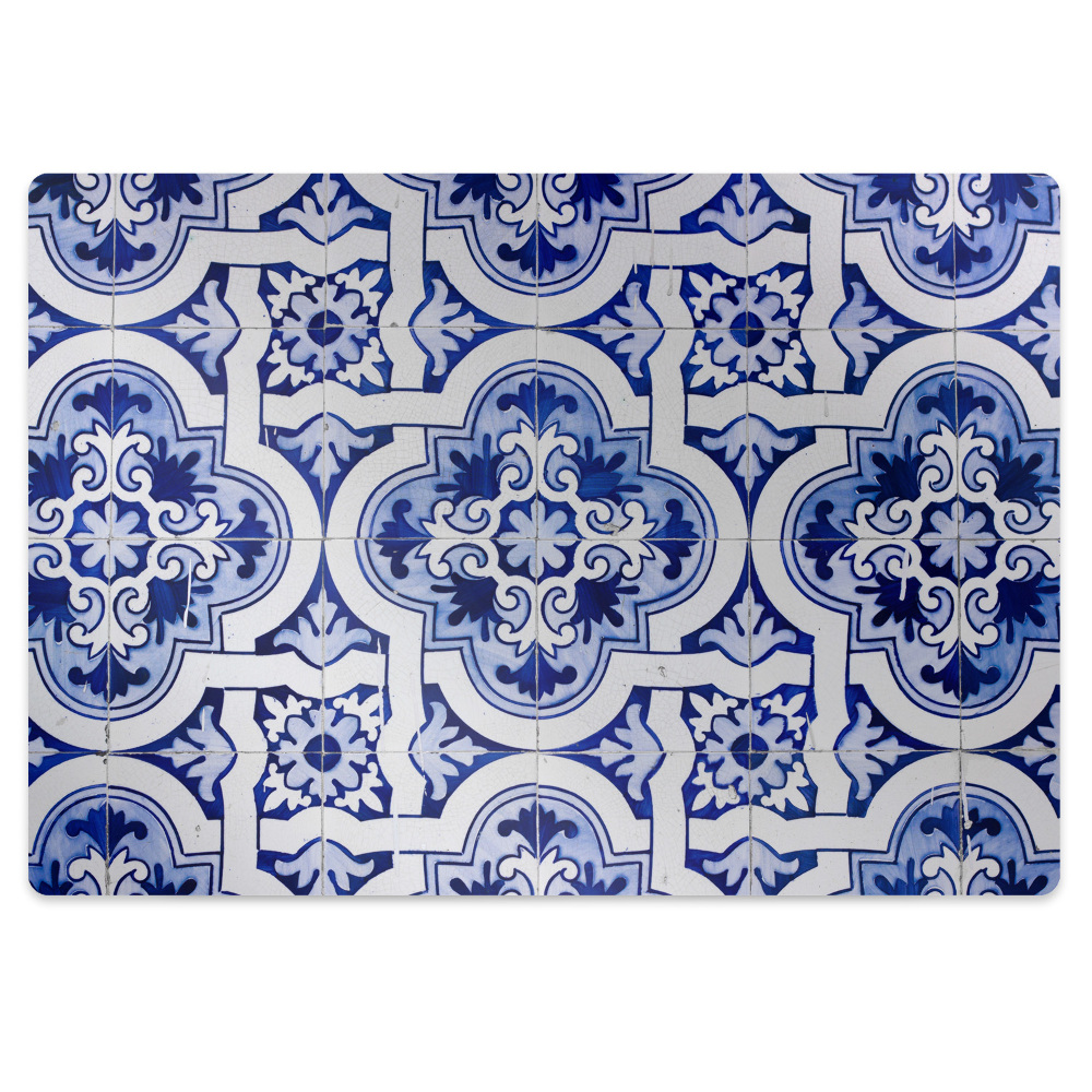 Tapis protection sol Carreaux bleus