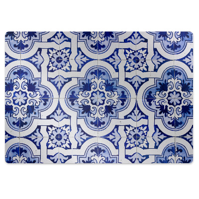 Tapis protection sol Carreaux bleus