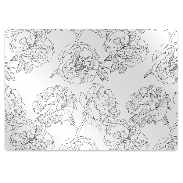 Tapis protection sol Fleurs de roses dessinées