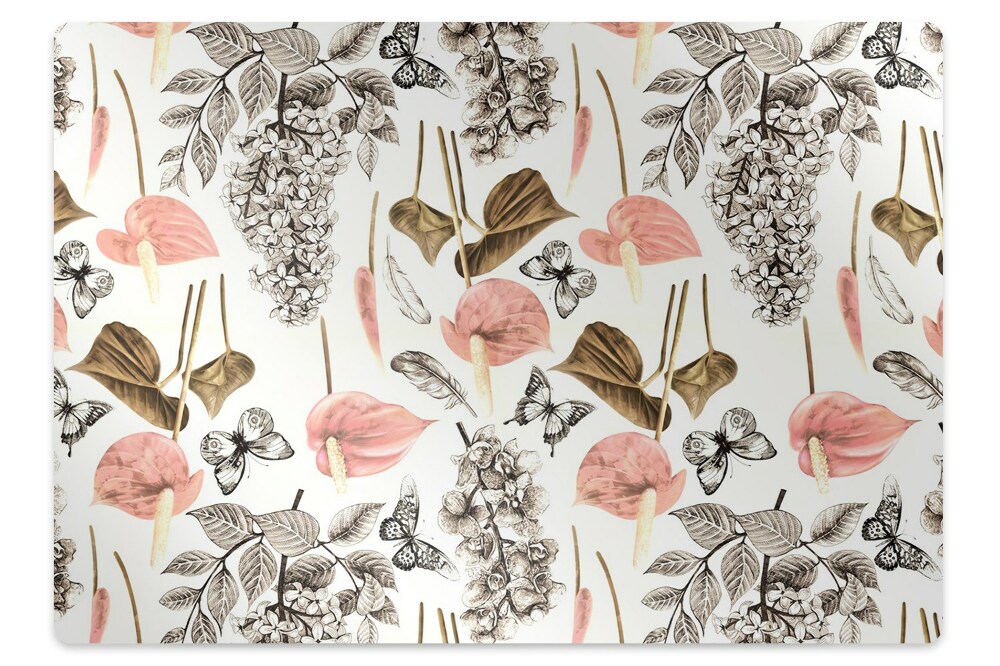Tapis de protection de sol Fleurs et papillons
