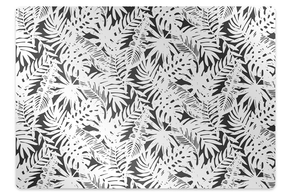 Tapis pour chaise de bureau Feuilles noires et blanches