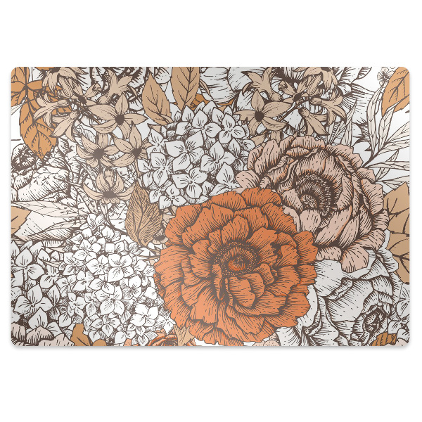 Tapis de protection de sol Fleurs de rose orange