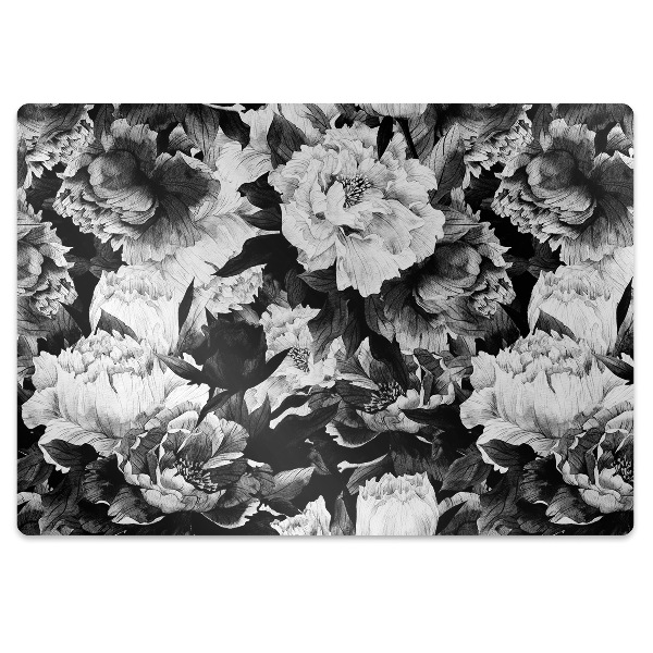 Tapis protection sol Fleurs roses noires