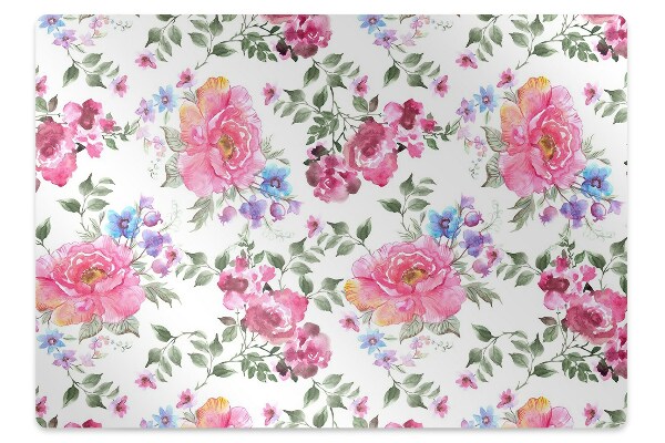 Tapis bureau Fleurs de roses style rétro