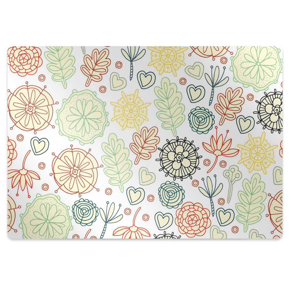 Tapis fauteuil bureau Fleurs et cœurs