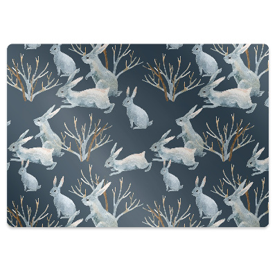 Tapis protège sol Lapins blancs