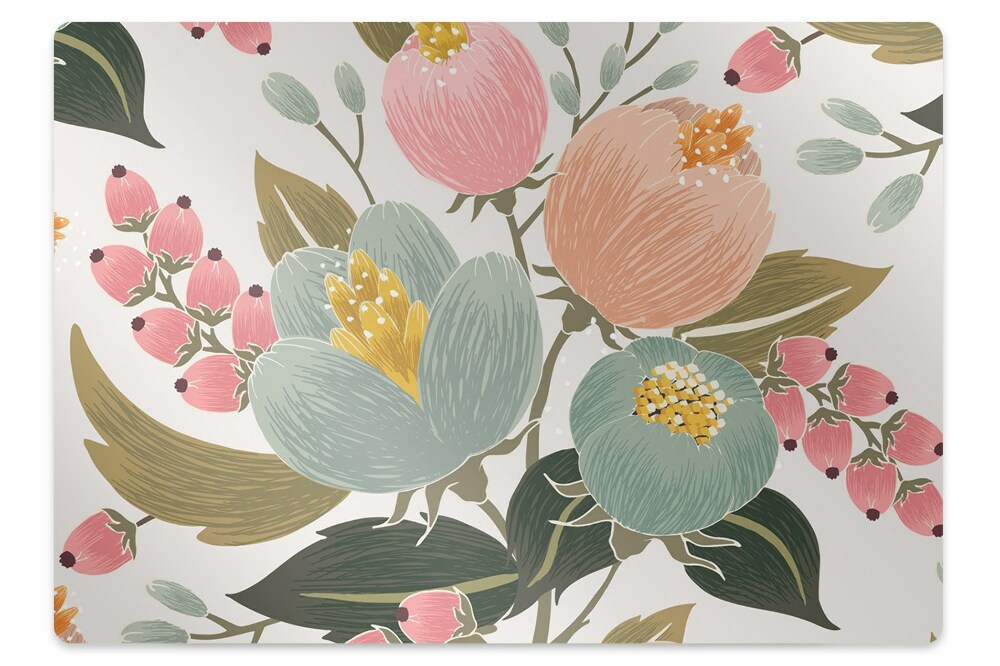 Tapis fauteuil bureau Fleurs peintes