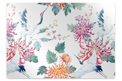 Tapis de chaise Fleurs et hérons