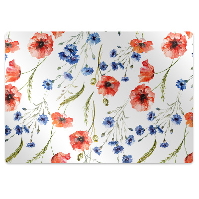 Tapis de protection de sol Fleurs rouges