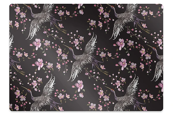 Tapis pour chaise de bureau Hérons et fleurs