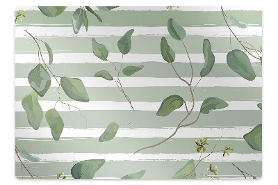 Tapis de protection de sol Feuilles sur fond rayé