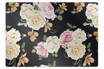 Tapis pour chaise de bureau Fleurs roses rétro