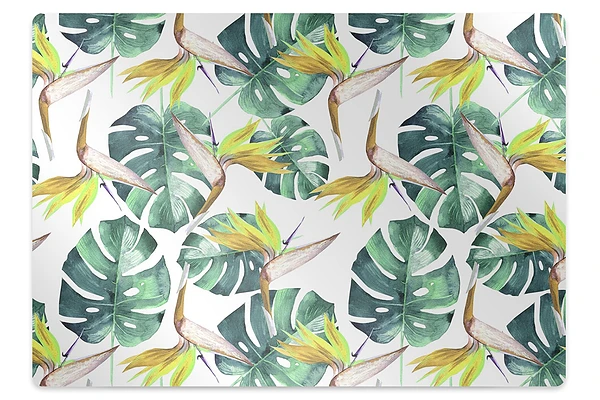 Tapis fauteuil bureau Feuilles exotiques