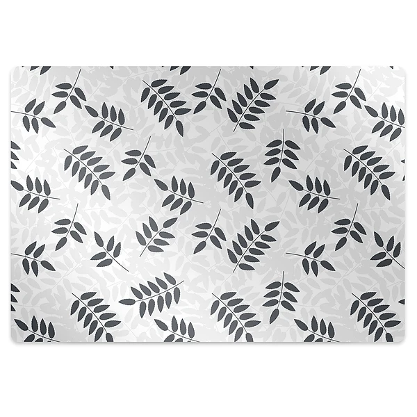 Tapis pour chaise de bureau Feuilles noires et grises