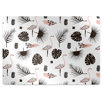 Tapis protection sol Feuilles et beaux oiseaux