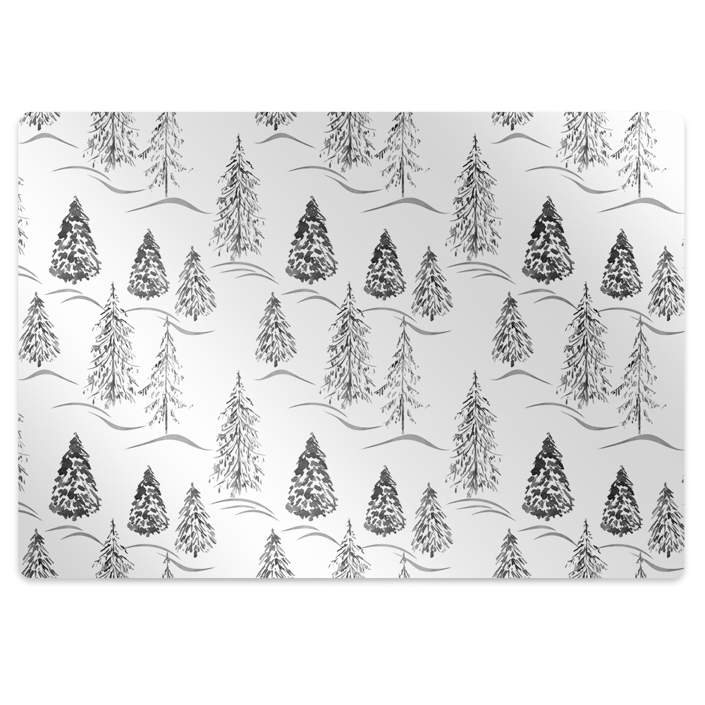 Tapis fauteuil bureau Forêt d'hiver dessinée