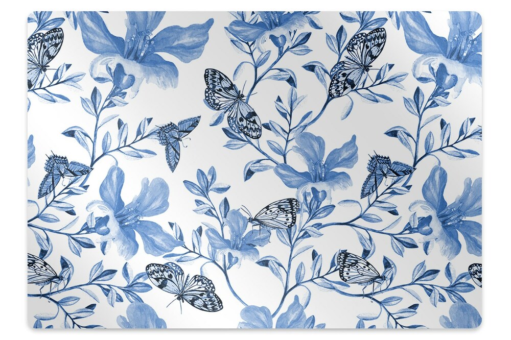 Tapis de chaise de bureau Fleurs bleues