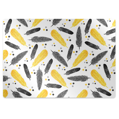 Tapis de protection de sol Plumes noires et dorées