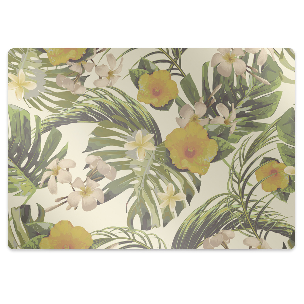 Tapis protège sol Feuilles et fleurs exotiques