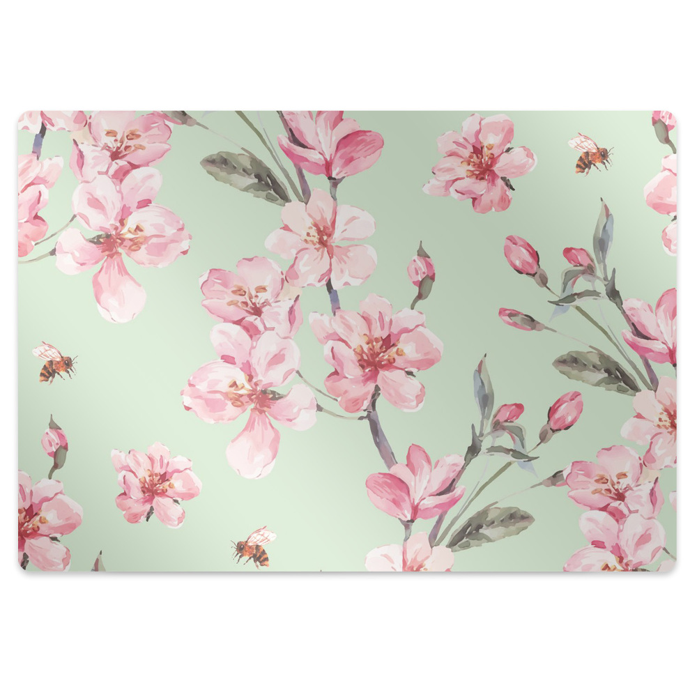 Tapis de chaise de bureau Fleurs blanches