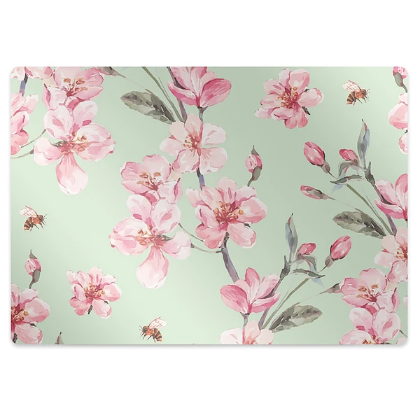 Tapis de chaise de bureau Fleurs blanches