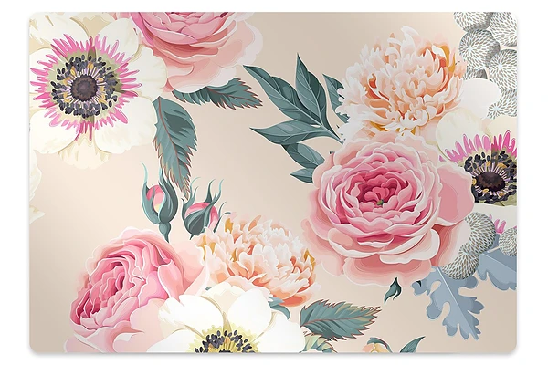 Tapis de chaise de bureau Fleurs pastel