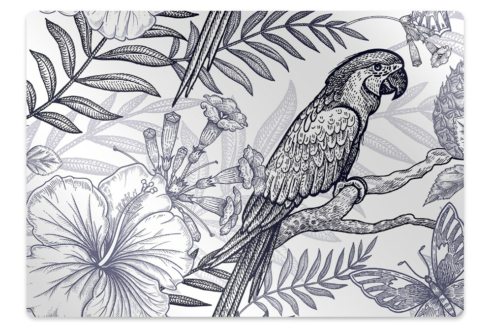 Tapis de chaise de bureau Perroquet dessiné