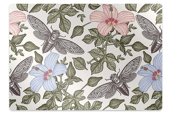 Tapis pour chaise de bureau Papillons entre les fleurs