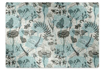 Tapis protection sol Fleurs et libellules