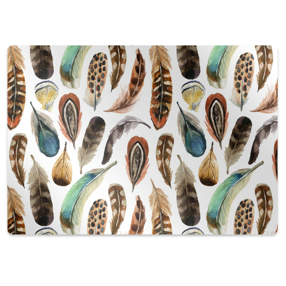 Tapis protection sol Plumes peintes