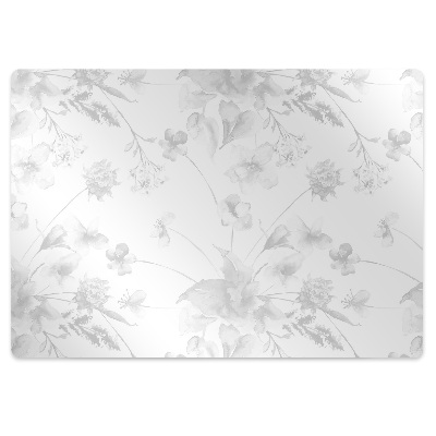Tapis protection sol Fleurs grises
