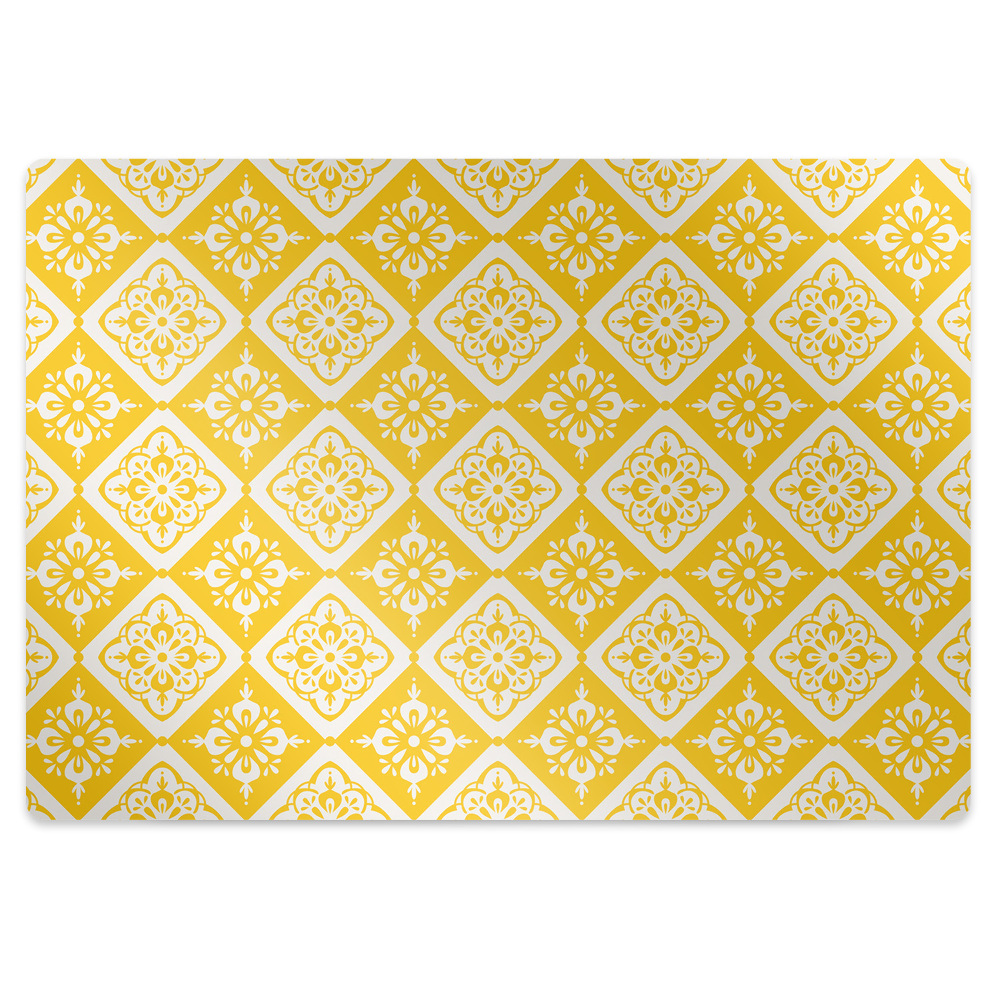 Tapis bureau Motif jaune et blanc