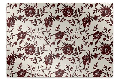 Tapis protection sol Fleurs marron